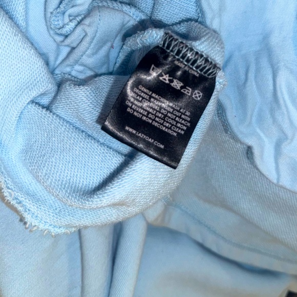 Lazy Oaf OVER THE RAINBOW HOODIE DRESS pockets sky blue plush fleece NWOT - Picture 10 of 11